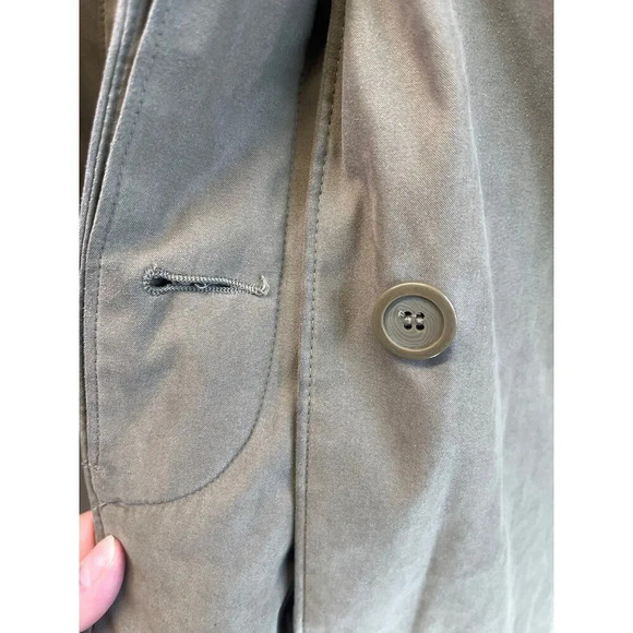 LONDON FOG Womens Brown L-Reg Long Hooded Lining Coat Slit Back FLAWS - Picture 10 of 15